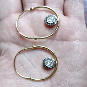 Diamond Polki Hoop Earrings